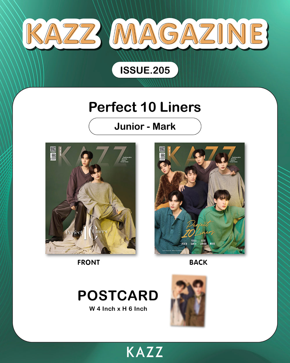 [PRE-ORDER] KAZZ Magazine No.205 Perfect 10 Liners – Junior Mark + FREE Postcard Gift